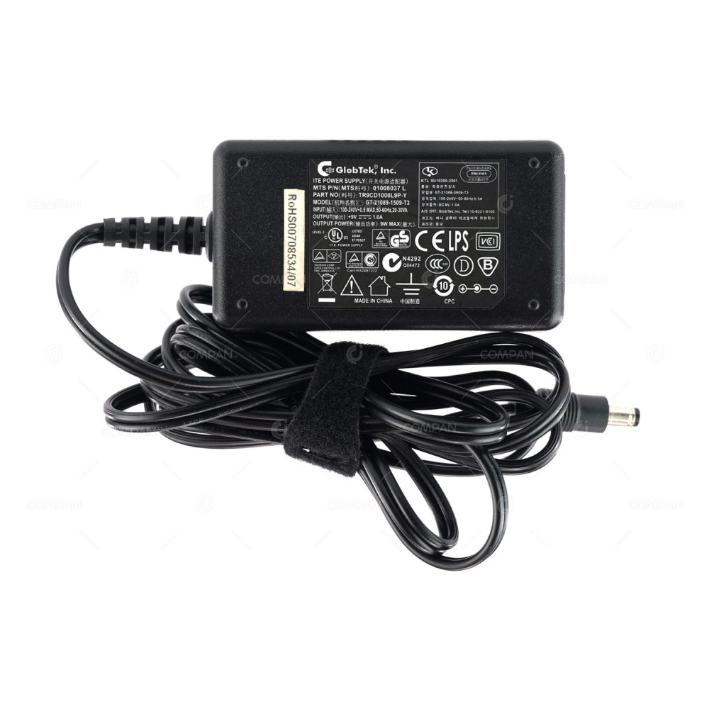 TR9CD1000L9P-Y GLOBTEK 9W 9V 1A AC/DC ADAPTER GT-21089-1509-T3, 01008037L